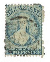 NEW ZEALAND 1862 Full Face Queen 2d Blue. Perf 12½. Very worn plate. - 71712 - Used