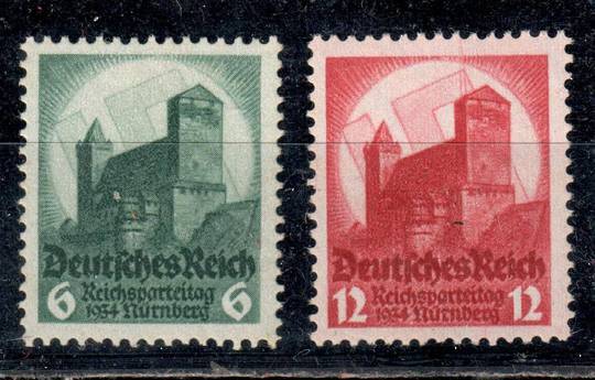 GERMANY 1934 Nuremberg Congress. Set of 2. The higher value is perfect. The lower value has very minor gum defects. - 71889 - UH
