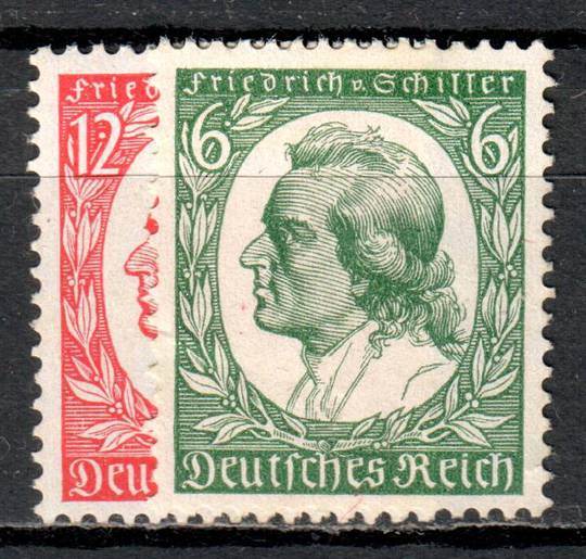 GERMANY 1934 175th Birth Anniversary of Schiller. 12 pf Carmine. The lower value illustrated is MNG. - 71896 - UHM