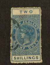 NEW ZEALAND 1882 Long Type Postal Fiscal 2/- Postally Used. Perf 14.1/2 x 14. Rough perfs. - 71901 - Used