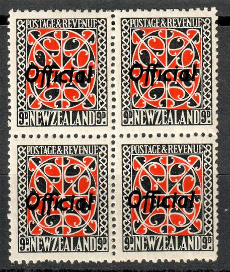 NEW ZEALAND 1935 Pictorial Official 9d Red and Black. Block of 4. - 71903 - UHM
