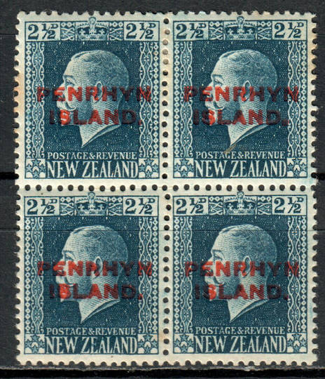 PENRHYN 1917 Geo 5th Definitive 2½d Blue. Block of 4. Two perf pairs. - 72073 - Mint