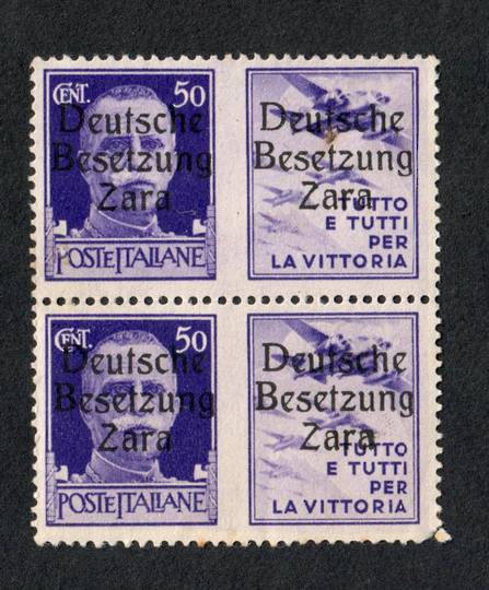 GERMAN OCCUPATION of YUGOSLAVIA  ZARA 1943 War Propaganda Army 50c Bright Violet and label overprinted. Joined pair. - 72082 - U