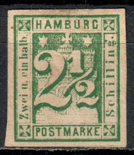 HAMBURG 1864 Definitive 2½s Blue-Green. Imperf. Thin. - 72103 - MNG