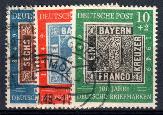 WEST GERMANY 1949 Centenary of the First German Stamps. Set of 3. - 72136 - FU