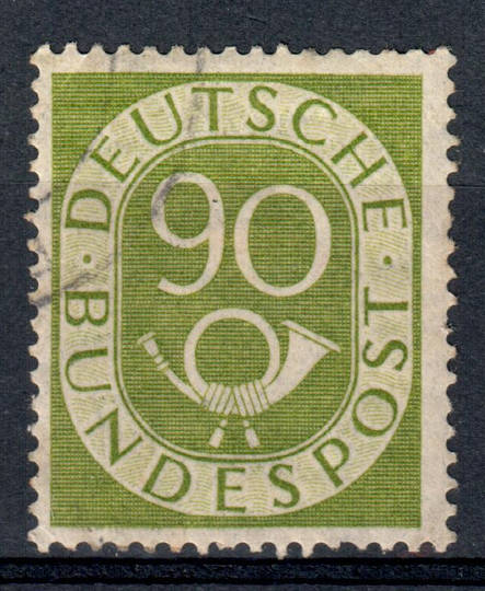WEST GERMANY 1951 Definitive 90pf Yellow-Green. Hinge remains. Still a good amount of original  gum. - 72257 - Mint