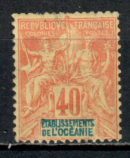 FRENCH OCEANIC SETTLEMENTS 1892 Definitive "Tablet" type 40c Red on yellow. The reverse is lightly hinged with good gum. The onl