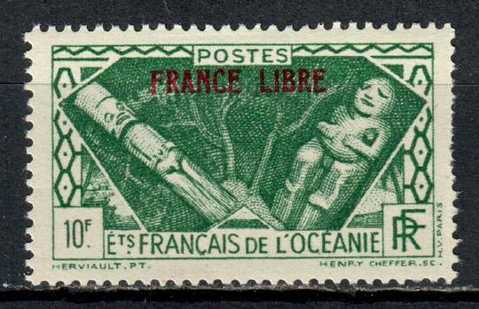FRENCH OCEANIC SETTLEMENTS 1941 Definitive 10f Blue-Green surcharged " Frace Libre". - 72334 - LHM