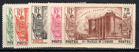 FRENCH OCEANIC SETTLEMENTS 1939 150th Anniversary of the French Revolution. Set of 6. Hinge remains but the 5f is LHM. - 72349 -