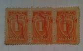 QUEENSLAND 1928 Unemployment Insurance 1/- Orange. Strip of 3 in excellent condition. - 72544 - Cinderellas
