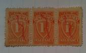 QUEENSLAND 1928 Unemployment Insurance 1/- Orange. Strip of 3 in excellent condition. - 72544 - Cinderellas