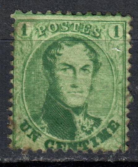 BELGIUM 1863 Definitive 1c Green. Perf 12½x13½. Full original gum (but the gum leaves a lot to be desired). The appearance is ex