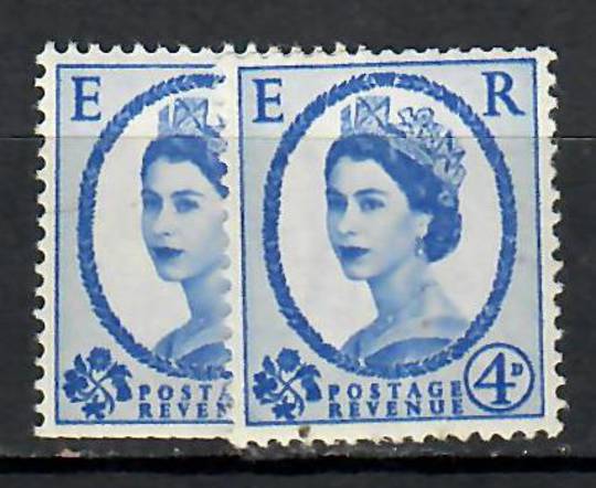 GREAT BRITAIN 1958 Wilding Head 4d Deep Ultramarine. Watermark Multiple Crown Upright but clearly from the booklet. Not Phosphor