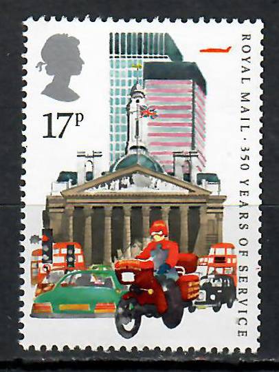 GREAT BRITAIN 1985 350 Years of the Royal Mail Public Postal Service 17p from the £1.53 Discount Stamp Booklet. Shows a blue un