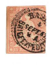 SWITZERLAND 1854 Definitive 15r Rose. Postmark 4/9/52 BRIEFEXPEDIT... eleven days early. - 73318 - Used