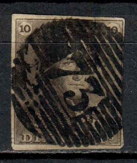 BELGIUM 1849 Definitive 10c Brown. 4 margins. Cancel 73 LIEGE. - 7332 - Used