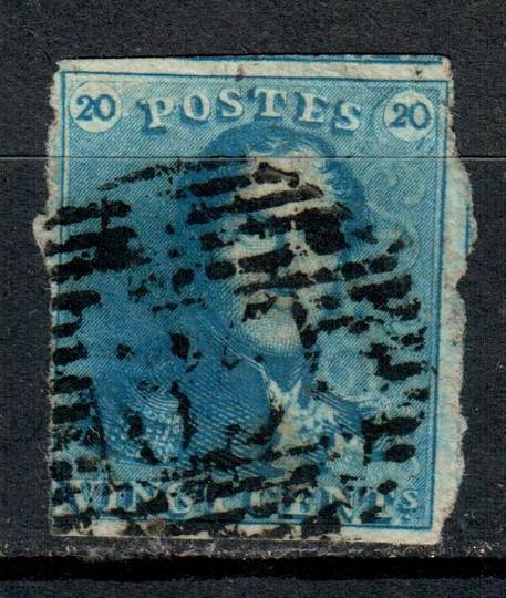 BELGIUM 1849 Definitive 20c IMilky Blue. 4 margins. Cancel 85 NAMUR. - 7338 - Used