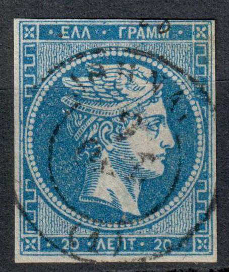 GREECE 1861 Definitive 20L Blue on bluish. Identified by previous dealer as SG 13A (£450) but I am unsure. It could be SG 13Ac (