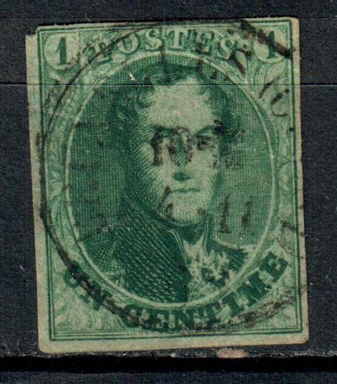 BELGIUM 1861 Definitive 1c Green. No Watermark. 4margins. Tiny tear. - 7339 - Used