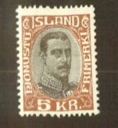 ICELAND 1920 Christian 10th Official 5k Grey-Black and Red-Brown. - 73535 - LHM