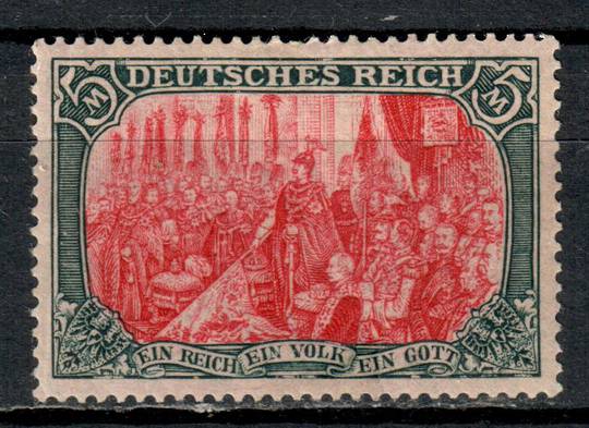 GERMANY 1902 Definitive 5m Crimson and Black. Perf 14½x14. Light hinge remains. - 73561 - Mint