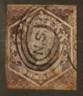 NEW SOUTH WALES 1854 Definitive 6d Deep Slate. Watermark "6". Imperf. Reasonable copy but no side margins. - 73598 - Used