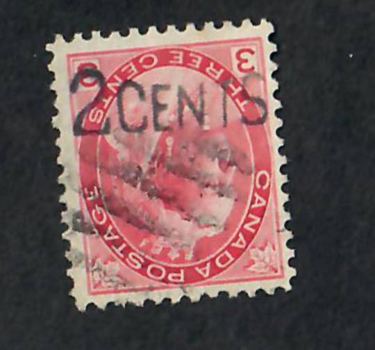 CANADA 1899 2c on 3c Carmine with inverted surcharge. Almost certainly a fake. - 73663 - FU