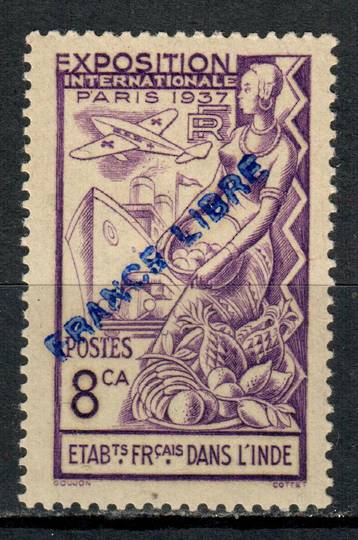 FRENCH INDIAN SETTLEMENTS 1941 France Libre Blue overprint on Paris Exhibition 8 caches Bright Violet. - 73714 - LHM