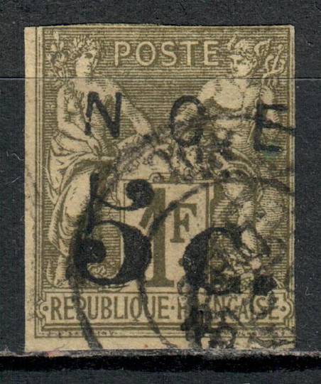 NEW CALEDONIA 1886 Definitive Surcharge 5 on 1fr Olive-Green. Cut square with two full margins and the others on or just inside