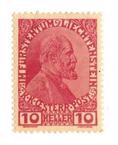 LIECHENSTEIN 1915 Prince John 2nd 10 h Red. Thin unsurfaced paper. - 73776 - Mint