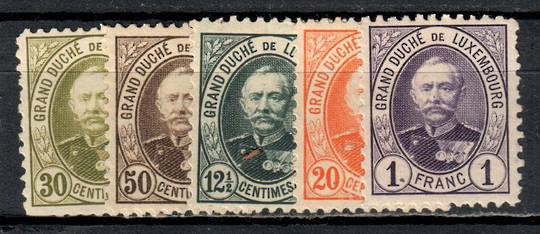 LUXEMBOURG 1891 Definitives. Five values. Perf 11½x11. Includes 20c 50c 1fr. - 73890 - Mint
