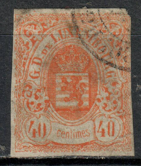 LUXEMBOURG 1859 Definitive 40c Orange. Good margins all round but dull corner top right. - 73892 - Used