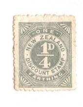 NEW ZEALAND Discount Stamp 1/4d Grey. Watermark NZ Star sideways. Mint no gum. - 74015 - MNG