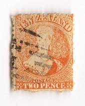 NEW ZEALAND 1862 Full Face Queen 2d Orange. Perf 12½. Row 19/4 variety. - 74036 - Used