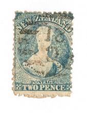 NEW ZEALAND 1862 Full Face Queen 2d Blue. Perf 12½. Row 20/3 variety. - 74037 - Used