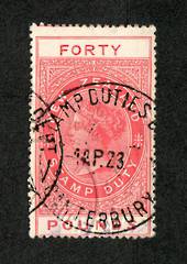 NEW ZEALAND 1880 Long Type Fiscal £40 Rose Fiscal Usage. "Forty" is 11cm long. Nice copy. - 74044 - FU