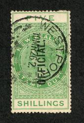 NEW ZEALAND 1882 Victoria 1st Long Type Postal Fiscal 5/- Green. - 74046 - Mint