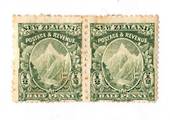 NEW ZEALAND 1898 Pictorial ½d Mt Cook Green. Mixed Perfs. Pair. Light toning. Two lines of perf visible down the centre on exami