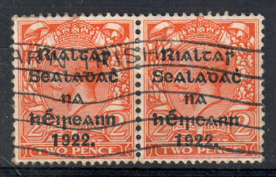 IRELAND 1922 Definitive 2d Bright Orange. Die 1. Joined pair. Slogan cancel. - 7408 - Used