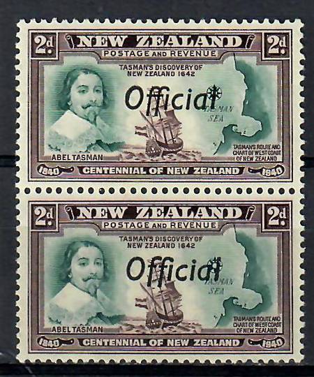NEW ZEALAND 1940 Centennial Official 2d Abel Tasman with the Joined ff flaw. - 74122 - Mint