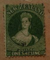 NEW ZEALAND 1862 Full Face Queen 1/- Green. Perf 13 at Dunedin. Finest copy. - 74125 - VFU