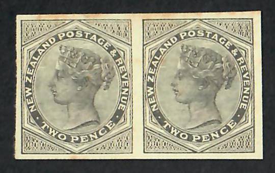 NEW ZEALAND 1882 Victoria 1st Second Sideface. Proof of the 2d in black. Pair. - 74151 - Proof