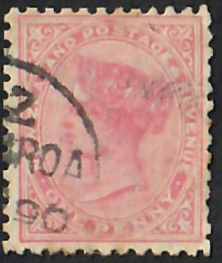 NEW ZEALAND 1882 Victoria 1st Second Sideface 1d Rose. Temporary use of Life Insurance paper (1890). Perf 12 x 11½.  The '90 sho