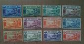 NEW HEBRIDES 1938 Definitives. Set of 12. Highly catalogued but unfortunately each of the top stamps has a fault. Rust spot on t