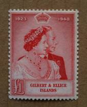 GILBERT & ELLICE ISLANDS 1948 Royal Silver Wedding £1 Red. - 74210 - UHM