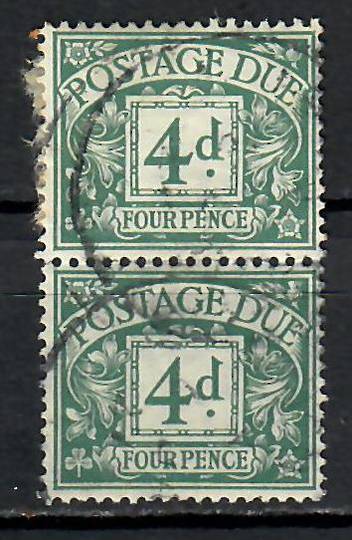 GREAT BRITAIN 1937 Postage Due 4d Dull Grey-Green. Nice pair. - 74433 - Used
