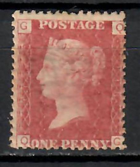 GREAT BRITAIN 1858 1d Red. Plate 118. Letters GQQG. Light hinge remains. Gum okay but hinge remains cover a large portion. - 744