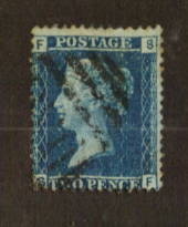 GREAT BRITAIN 1855 2d blue. Perf 14.Wmk Large Crown.Off centre south and west.Plate 5.Letters SF. - 74472 - VFU