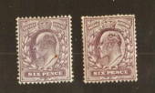 GREAT BRITAIN 1902 Edward 7th Definitive 6d Pale Dull Purple. There is another copy in a different shade (at no cost--it has pin