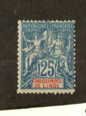 FRENCH INDIAN SETTLEMENTS 1900 Definitive 25c Blue. - 74501 - Mint